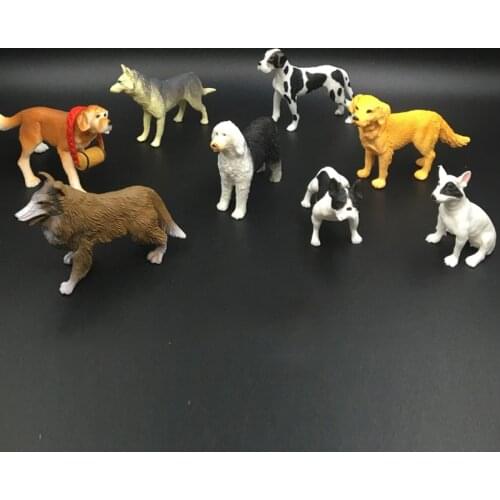 8pcs/set 1:10 World Famous Dog Model Dog Kit Toys Simulation Animal Model Mongolian Pet Husky Poodle Action Figure Toy
