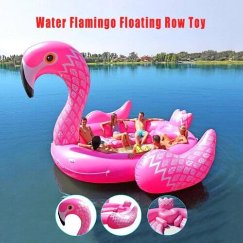 Flamingo Floating Row Color Printed Giant Flamingo Pool Float for 6-8persons Entertainment Party Water Toy