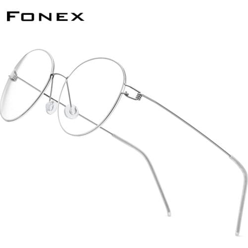 FONEX Screwless Eyewear Prescription Glasses Frame Women Round Myopia Optical Denmark Korean Eyeglasses Men 98634