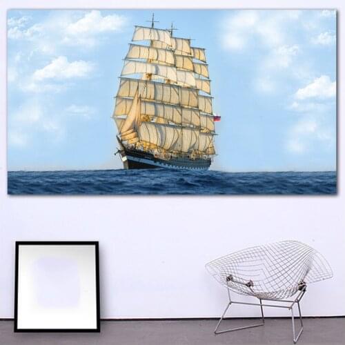 Large size Printing Oil Painting korabl bak parusnoe sudno parus art canvas print pictures for living room and bedroom No Frame