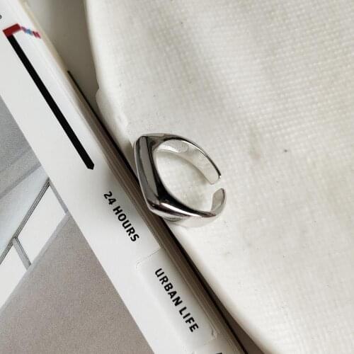 Kinel S925 Sterling Silver Jewelry Ring hipster personality vintage The new smooth surface is extremely simple and irregular