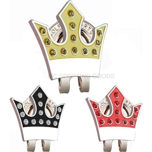 GOG 1PC Golf Ball Marker Crown With Magnetic Cap Clips 3 Colours Red Yellow Black With Rhinestone For Golfer Gift Dropshipping