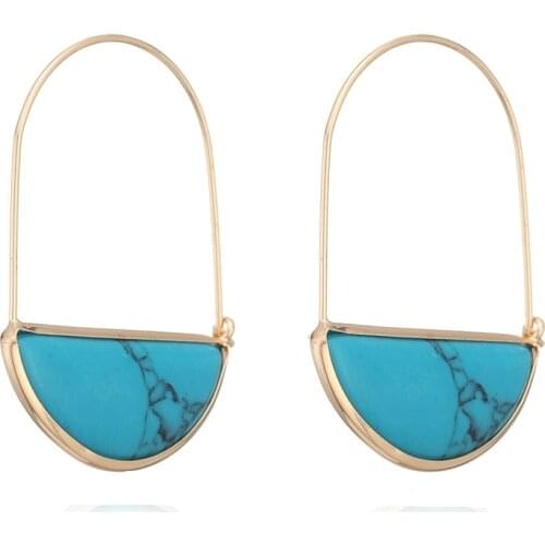Colorful glass Hoop Earrings -- Gem Earrings Fan Drop Dangle Earring for Women
