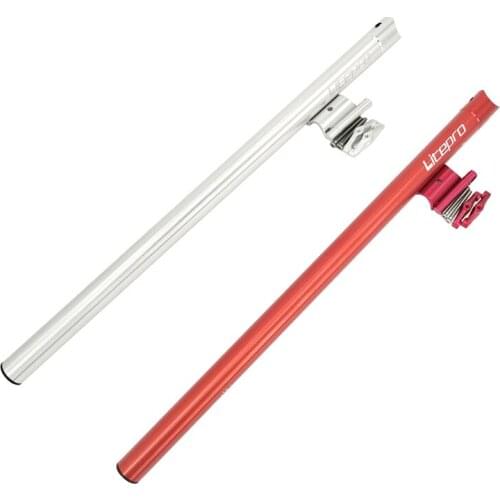 Litepro 2PCS Folding Bike Seat Post 31.8mm 580mm Aluminum Alloy Bike Seatpost Bicycle Seat Tube for Brompton, Silver & Red