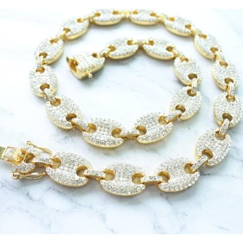 Fashion 2021 Hip Hop Cuban Punk Miami Women Necklace Chain CZ Heavy Iced Out Rapper Men Bling Full drill Jewelry For Gift