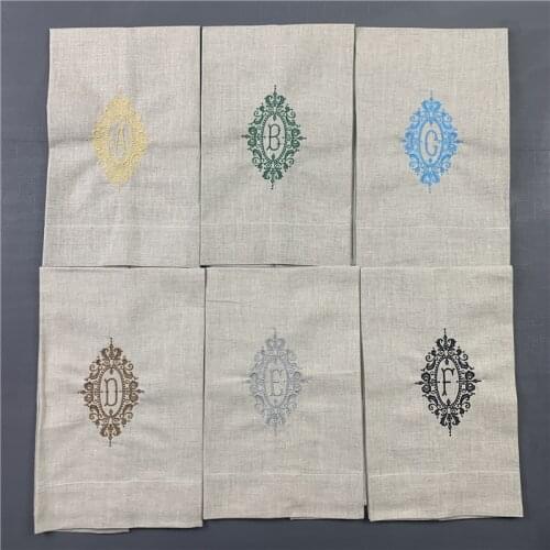 12 PCS Monogrammed Guest Towels 14*22-inches Oatmeal Linen Tea Towel Cleaning Cloth Guest Hand Dish Kitchen Bathroom Towels