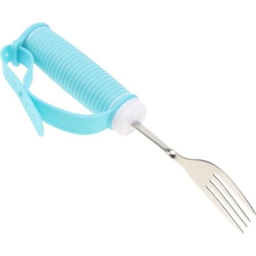 Adaptive Utensils -Swivel Fork for Disabled Non Slip with Wrap for Elder Patients Disabled