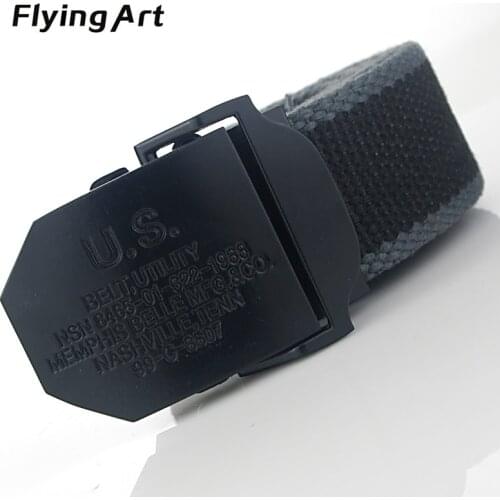 Flying Art Luxury Black US automatic Buckle Mens Famous Brand belt knitted Outdoor sports Military tactical Training jeans belt