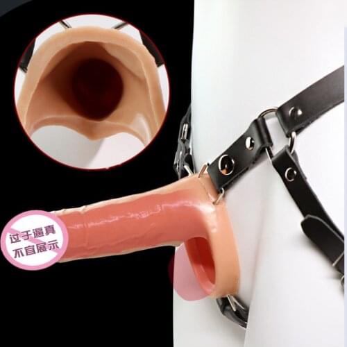 New Adjustable Hollow Strapon Dildo for Men Penis Pump Extend Strap on Dildo No Vibration Strap-On Penis Extender with Harness