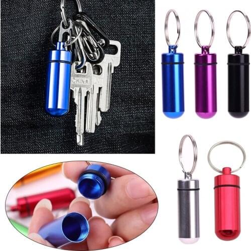 Waterproof Aluminum Pill Box Case Bottle Cache Drug Holder Container Keychain Medicine Box Health Care