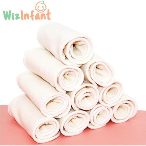 WizInfant 5 /10pcs 3 layers Hemp Cotton Diaper Insert, Nappy pad, Booster for Onesize Cloth Diaper Pocket Diaper35*13.5cm