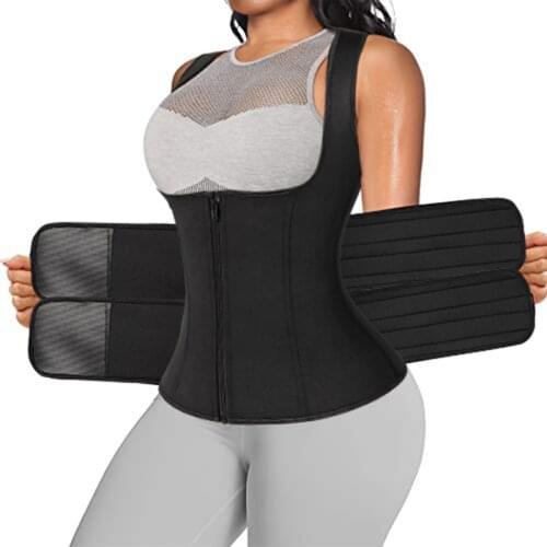 Women Waist Trainer Vest Slimming Corset Neoprene Sauna Tank Top Zipper Weight Loss Body Shaper Shirt Faja Shapewear Belt
