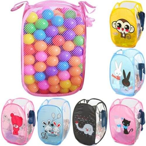 1pc Dirty Laundry Basket Foldable Clothes Storage Baskets Mesh Washing Clothing Baby Toys Storage Home Organizer Random Color