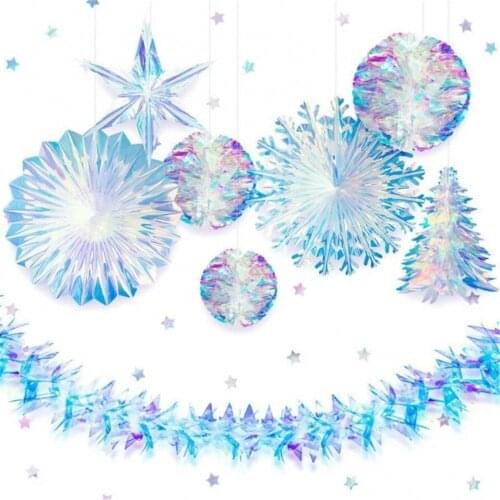 2022 Christmas decoration Neon 3D Snowflakes for Home Christmas Tree Garlands Decorations Party Supplies Home decor