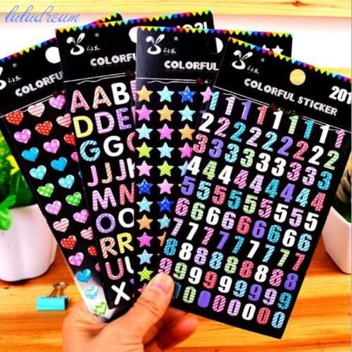 4 Sheets PVC High Quality Numbers and English Letters Bubble Stickers Early Educational Digital Stickers For Baby Kids Toys