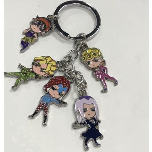 2kinds JoJos Bizarre Adventure Leone Abbacchio Guido Misuta Giorno Giovanna Kira Yoshikage metal pendant alloy key chain