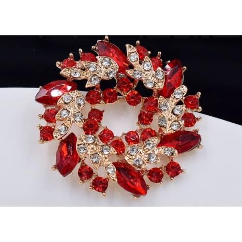 Colorful Flower Wedding Bride Brooch For Women Jewelry Bauhinia Brooch Lovers Gift Crystal Rhinestones Brooch Accessories