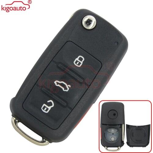 NBG010180T Remote key shell 3 button with panic for VW Beetle Passat Jetta 2014 Flip Key case Uncut Ignition Blade Blank