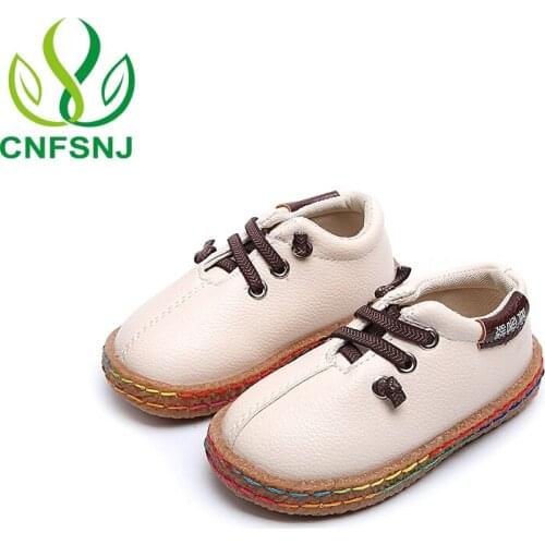 CNFSNJ 2020 Children Fashion Girls Boys Sport autumn Kids Leather Loafers Sneakers Soft Bottom Oxford Flats Shoes 21-30