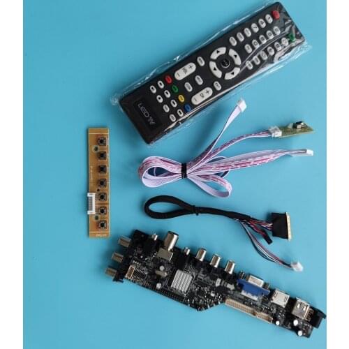 Kit For LTN156AT02-A04 Signal digital screen LED USB VGA TV controller board Panel DVB-T2 HDMI AV 1366X768 15.6" DVB-T remote