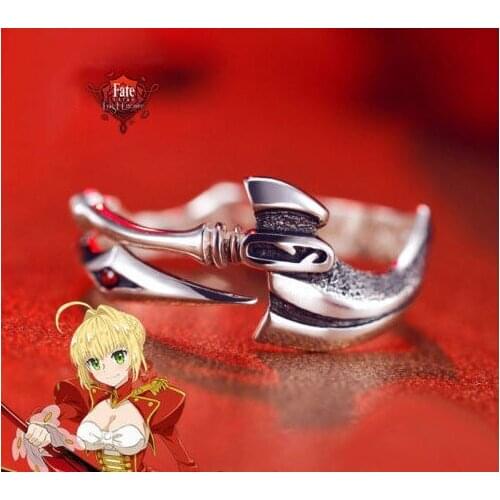 Fate/EXTRA Red Saber Nero Claudius Aestus Estus Adjustable Sterling Silver Ring