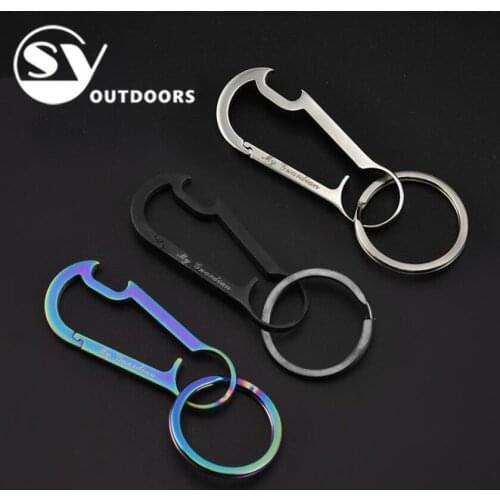 Climbing Button Carabiner Keyring Clip Bottle Opener Camping Hiking Hook Outdoor Lock Fishing Sport Safety Belt Buckle Keychain