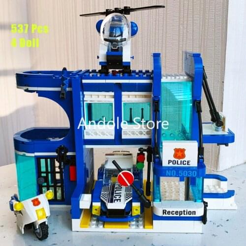 City Police Station Fire Department Building Blocks SWAT Vehicle Police Command Creative 3D Model Bricks Puzzle Toys Kids Gifts