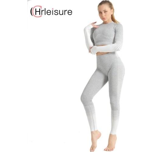 CHRLEISURE 2 Pieces Set Women Seamless Sexy Woman Tracksuit High Waist Leggings Tracksuit Sports Sets Women Tracksuits
