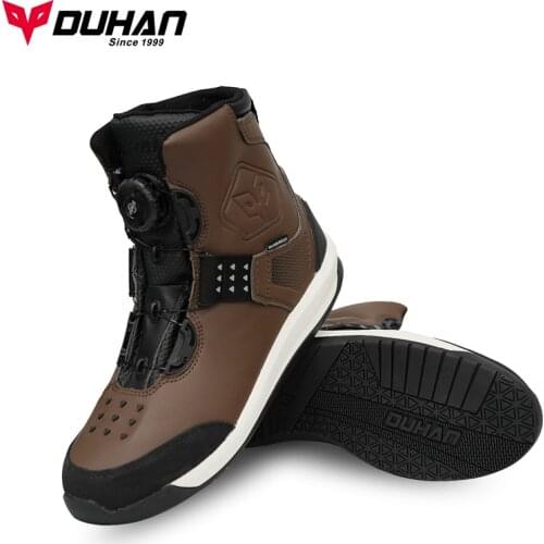 DUHAN Motorcycle Boots Leather Motocross Waterproof Racing Shoes Motorbike Riding Boots Botas Moto Urban Leisure Motorbike Boots