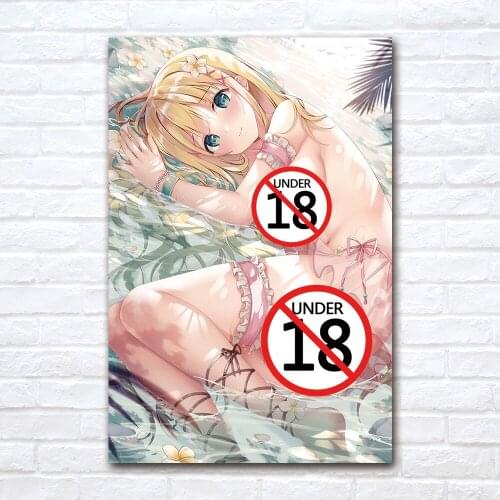 Cartoon Sexy Blonde Girl Canvas Painting Contemporary Pop Art Adult Anime Poster Print Wall Picture for Living Room Home Decor