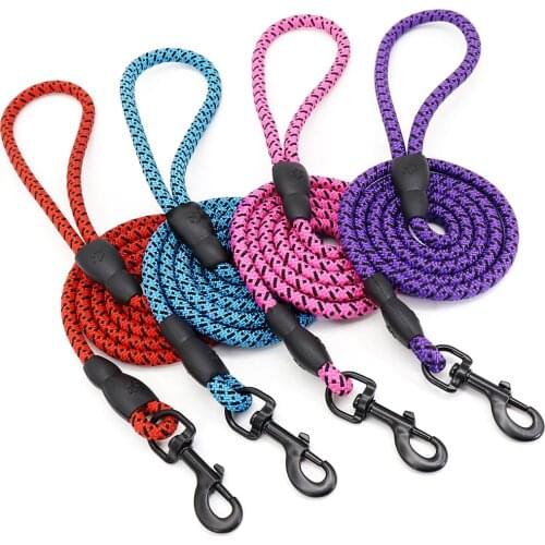 1.5m Durable Dog Leash Nylon Puppy Round Leashes Non-slip Pet Walking Lead Rope For Small Medium Dogs Cats Pets Strap Belt Pink
