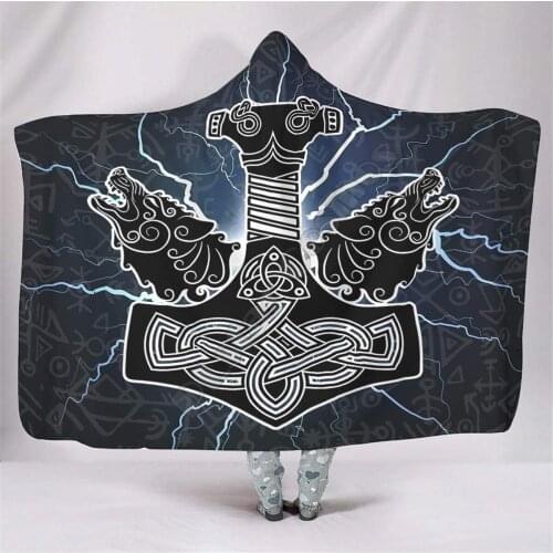 Viking Tattoo Hooded Blanket 3D printed Wearable Blanket Adults Kids Various Types Hooded Blanket Wearable 14