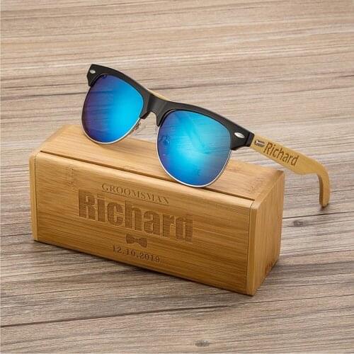Personalized Bachelorette bamboo Wood Wooden Sunglasses, Engraved Unisex Sunglasses, usher best man Groomsmen Mens Sunglasses