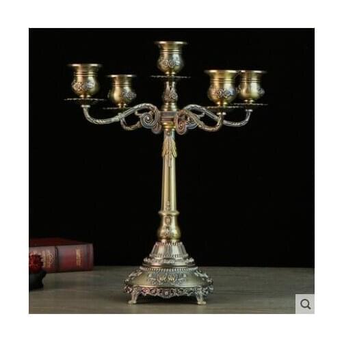 Retro 5arm metal canlde holders candlestick for birthday candle candle snuffer vintage candle holders home decoration ZT171