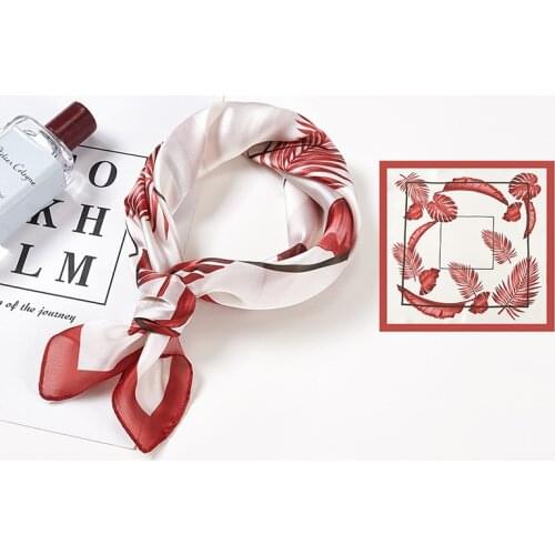 Luxury Brand 2020 New Silk Square Scarf Women cat oil painting Satin Neck Hair Tie Band Beach Hijab Head Female Foulard