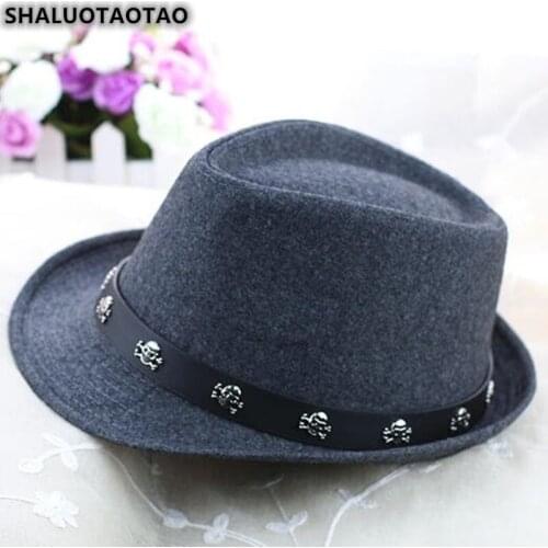 SHALUOTAOTAO Elegant Womens Hat Spring Autumn Fashion Skull Fedoras For Men Panama Brands Sombreros Vintage Leisure Cap Unisex