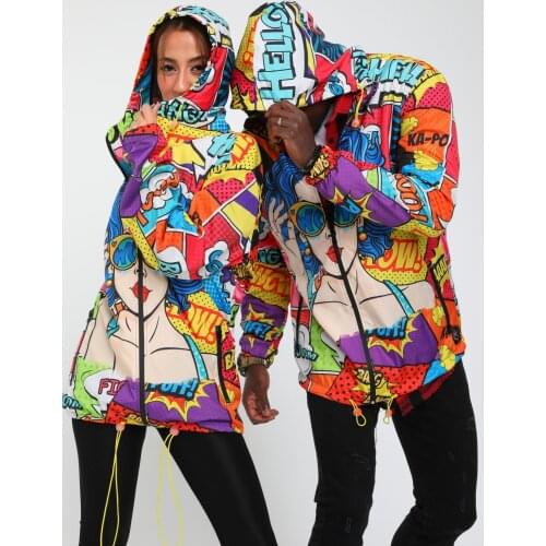 Unisex Written Caricature Of Raincoat windbreaker
