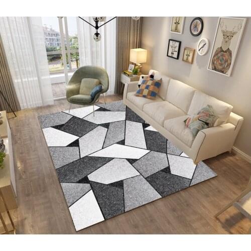 European And American Light Luxury Geometric Style Floor Mats Household Carpets Living Room Floor Mats Rectangular Custom Full C