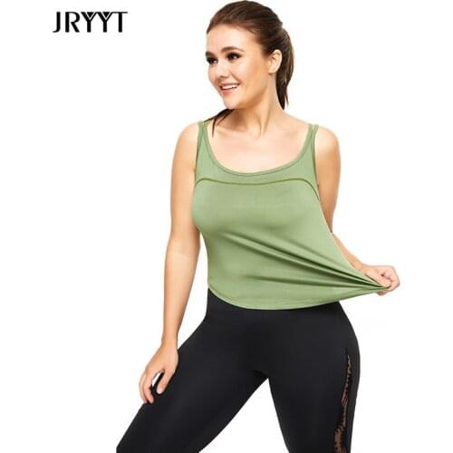 JRYYT 2021 Open-back Workout Yoga Vest Women Quick Dry Breathable Fitness Loose Sport Tanks Female Plus Size Gym Sling Tops 4XL