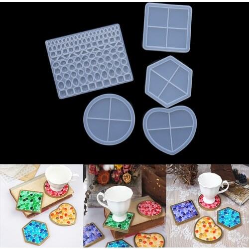 1Pcs Round Heart Cup Mat Silicone Mold Quare Shape UV Epoxy Resin Mold For Casting DIY Resin Craft Home Decoration Handmade Tool