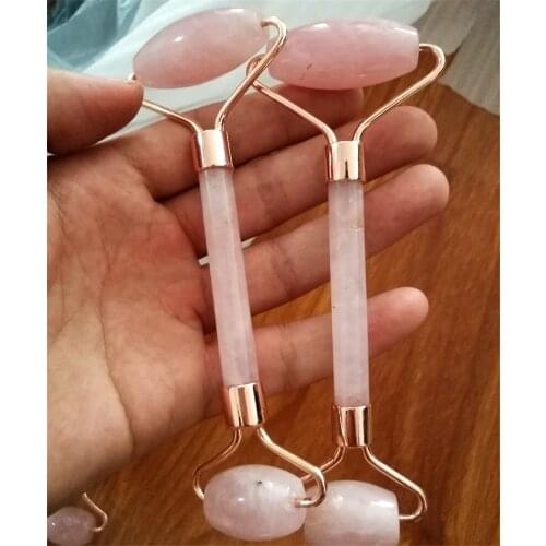 1pc Rose Quartz Roller Slimming Face Massager Natural Jade Roller Facial Massage Roller Stone Crystal Roller Skin Massage