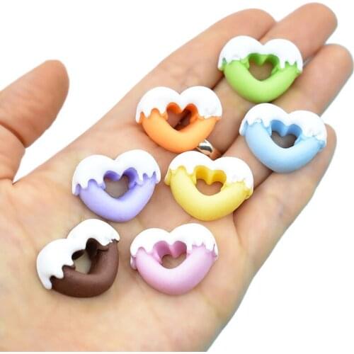 10-50Pcs Resin Lovely Mixed Resin Love Heart Cream Donuts Flatback Cabochon Scrapbook Kawaii DIY Embellishments Accessories
