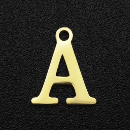 10Pcs / Lot Gold Color 100% Stainless Steel A To Z Letter Charm For Making Bracelet Necklace Pendants
