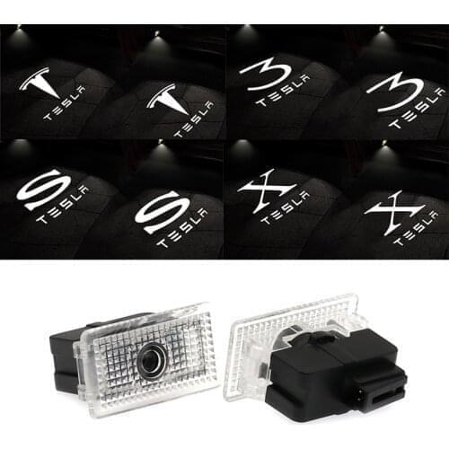 2pcs Led For Tesla Model S 3 X Y Car Door Welcome Light Logo Projector Laser Lamp Ghost Shadow Light