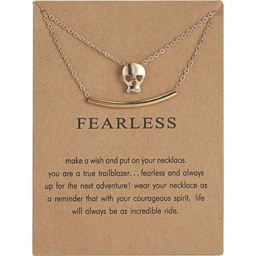2020 New Fashion Double Layer Skull Necklace Gold Color Necklaces Vintage Pendant Charm Women Friend for Birthday Jewelry Gift