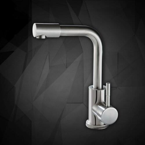 304 Stainless Steel Basin Faucets Cold and Hot Water Tap Single Holder Single Hole Bathroom Faucets Ceramic Plate Spool