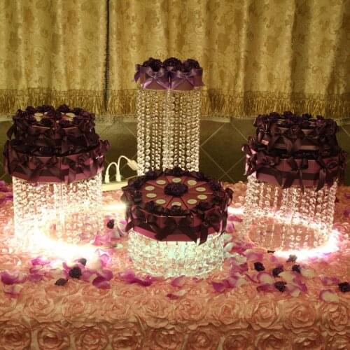 4pcs Top Quality Clear Circle Round Stand Wedding Birthday cake display shelf Crystal Cupcake Stand