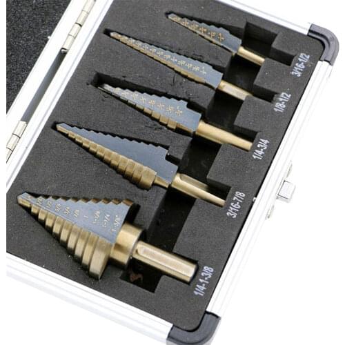 5pcs Step Drill Bit Set Hss Cobalt Multiple Hole 50 Sizes Cobalt Titanium Conical Carbide Drill Perforator Hole Cutter Tool