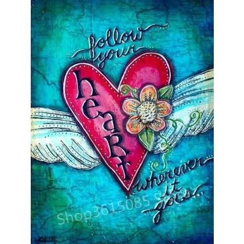 5d diy diamond painting cross stitch heart icon full square / round drill 3D diamond embroidery needlework artwork decoration