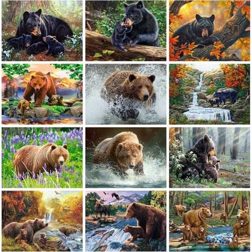 5D Diamond Painting Cross Stitch Animal Full Square Diamond Embroidery Bear Sale Mosaic Home Decoration